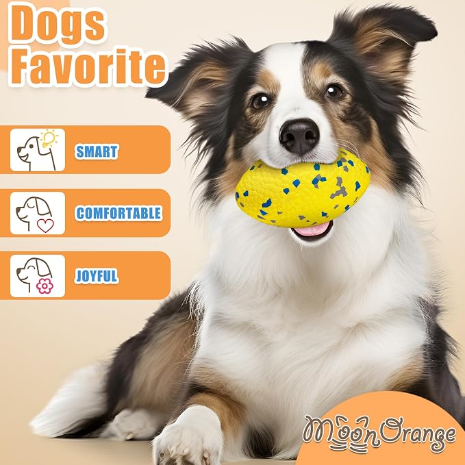 Moonorange 2Pcs Upgrade Bone Dog Balls+Rugby Dogs Toys for Aggressive Chewers, Indestructible Tennis Balls for Dogs (Yellow)