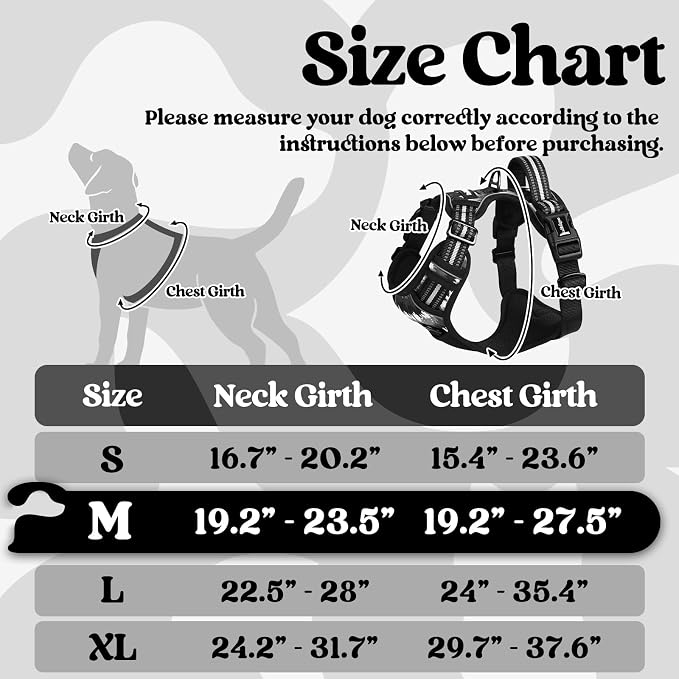 rabbitgoo Dog Harness Medium Sized, Updated Easy On & Off with 3 Buckles | No Pull No Choke, Walking with 2 Clips and Handle, Adjustable Soft Reflective, Mountain Black, Medium