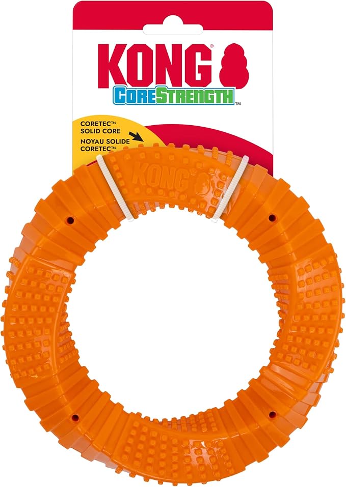 KONG CoreStrength Dog Toy – Ring – Durable Tough Chew Toy for Medium & Large Dogs – Textured Dental Chew for Teeth & Gums – Fetch & Interactive Play