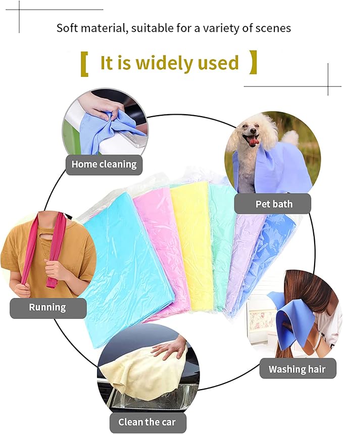 GabeFish Super Absorbent Shammy Dog Towels Quick Dry Eco-Friendly Soft Multifunctional Pets Cats Towel Packs Small 5PC