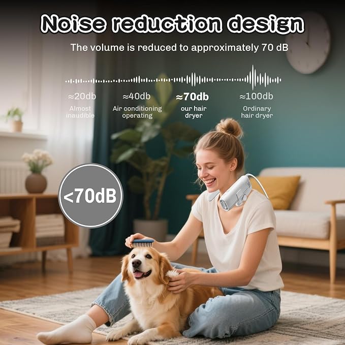 Hands-Free Dog Dryer for Pet Grooming, Adjustable Neck Hanger Pet Hair Dryer for Grooming Salon，Portable Pet Neck Dryer for Small Medium Dogs & Cats, Drying Quickly with Sturdy Bracket.(Gray)