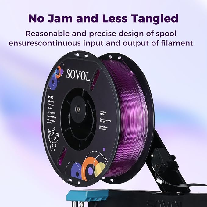 Sovol 3D Printer PETG Filament 1.75mm, Gradient Multicolors Filaments Material, 1kg (2.2lbs), Dimensional Accuracy +/- 0.03 mm, Fit Most FDM Printer, Purple