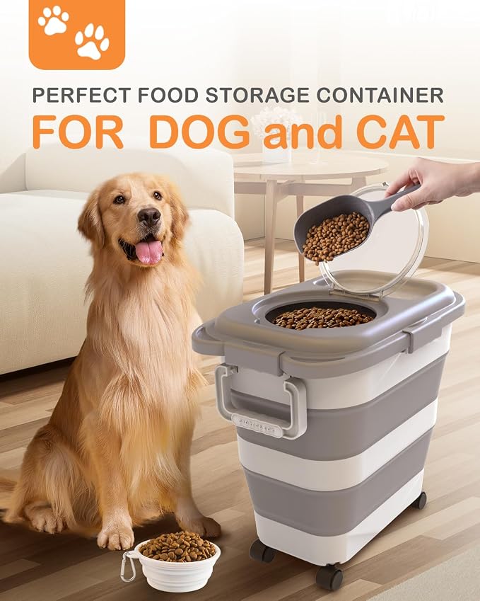 25-28Lbs Dog Food Storage Container Airtight, 28Lbs, Grey