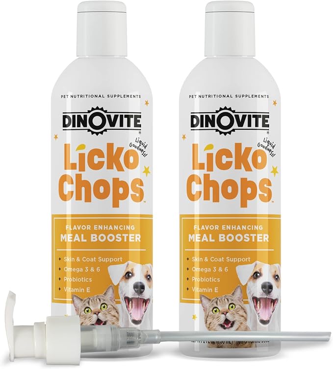 Dinovite Lickochops Supplement, Liquid Meal Topper for Dogs & Cats, 16 oz