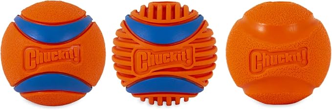 Chuckit! Dog Fetch Balls Medium 3 Pack (Ultra, Rugged Included) Ultra Ball 2 Pack