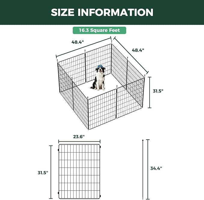 FXW MiniPaws Unleashed Dog Playpen, 32in 8 Panels