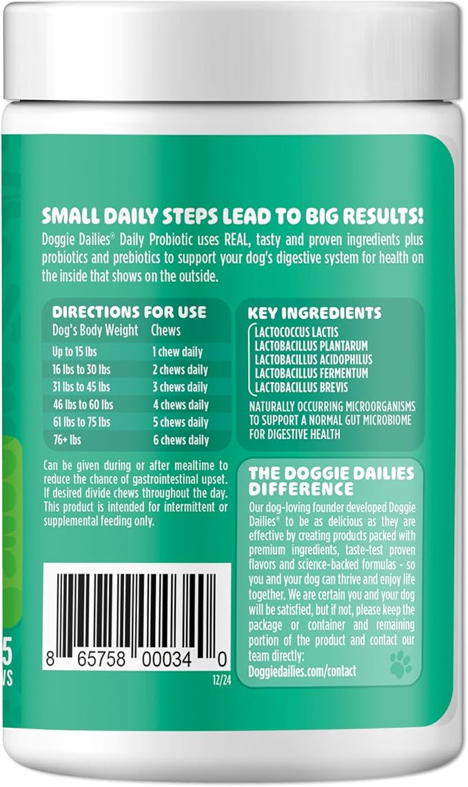 Doggie Dailies Probiotic Soft Chews for Dogs, Pumpkin, 225 Count