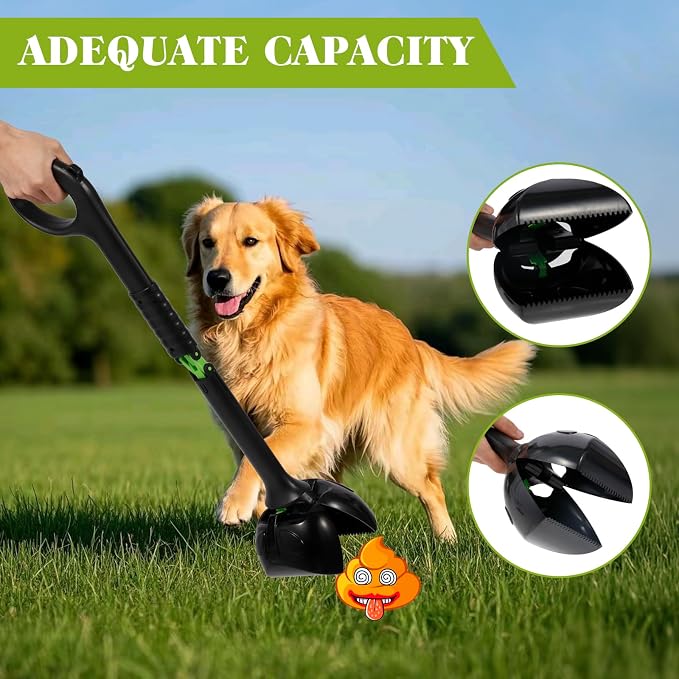 Dog Pooper Scooper - 27.5" Long Handle Pet Poop Scooper for Large, Medium, Small Dogs, Easy Single-Hand Operation, No More Bending, High-Strength Material, Suitable for Grass and Gravel Pick Up