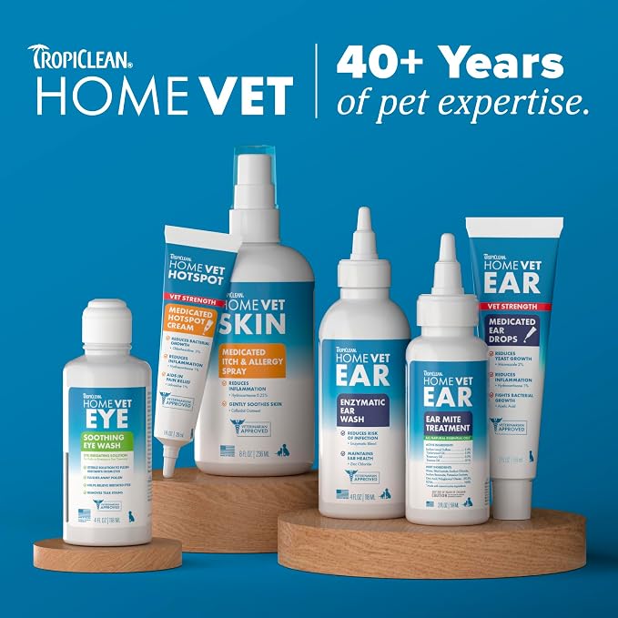 TropiClean HomeVet Enzymatic Dog Ear Cleaner, 2 oz