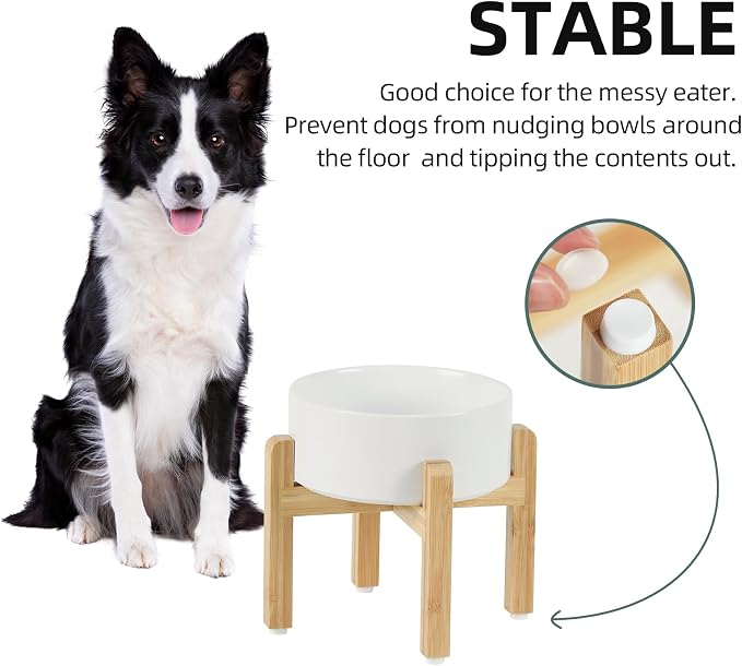 Havniva 7.3” Dog Bowls Elevated Ceramic Dog Food and Water Bowl Set, Double Raised Dog Water Bowl with Stand Non-Slip Rubber Base Large Capacity Feeding Pet Food Bowl for Medium Dogs