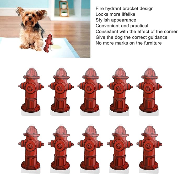 10Pcs Fake Fire Hydrant for Dogs to Pee On, 7.3 x 3.9in Dog Fire Hydrant Pee Post Paper Card, Male Dog Pee Post as Accessories for Small and Medium Pets to Use Indoors