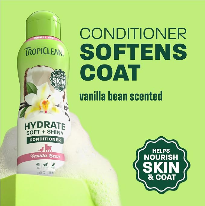 TropiClean Moisturizing Dog Conditioner, Vanilla Bean Scent, 2.5 Gallon | Professional Detangling & Moisturizing | Kiwi & Cocoa Butter Scent | Puppy Safe | Made in USA
