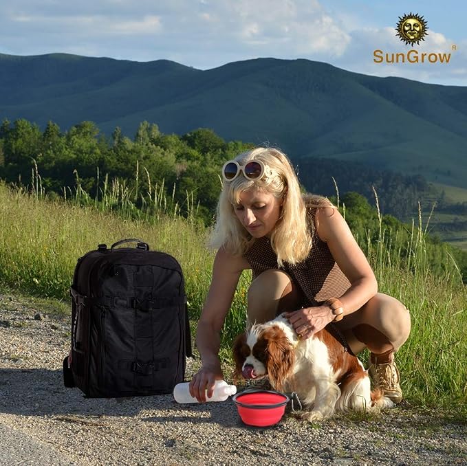 SunGrow Collapsible Dog Travel Bowls, 2 Pack, with Carabiner Clip