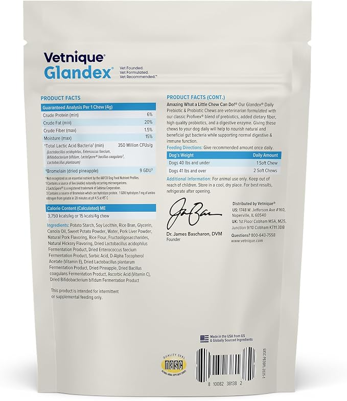 Vetnique Glandex Probiotic & Anal Gland Chews Bundle - 30ct + 30ct