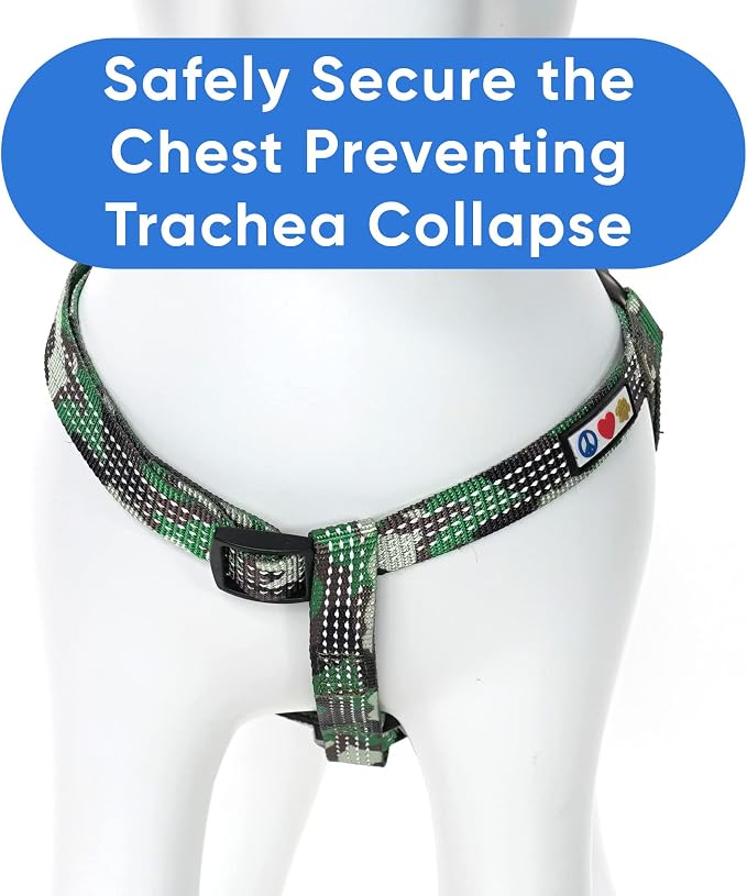 Pawtitas Reflective Step-in Dog Harness – Adjustable No-Pull Vest for Puppies to Seniors, Safe & Comfortable, L Camo Green