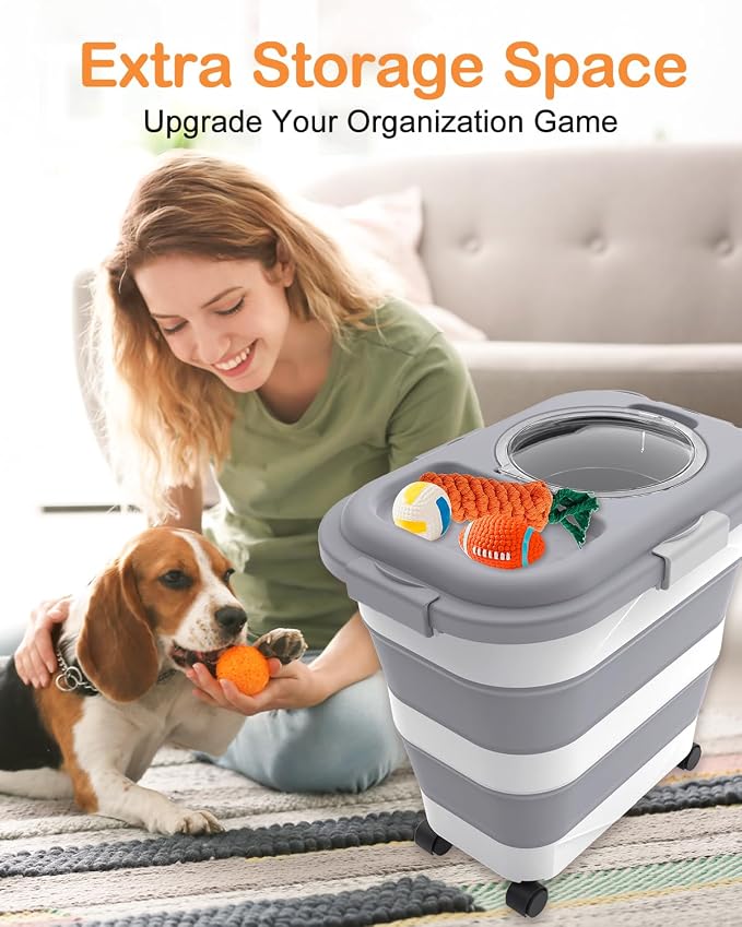 25-28Lbs Dog Food Storage Container Airtight, 28Lbs, Grey