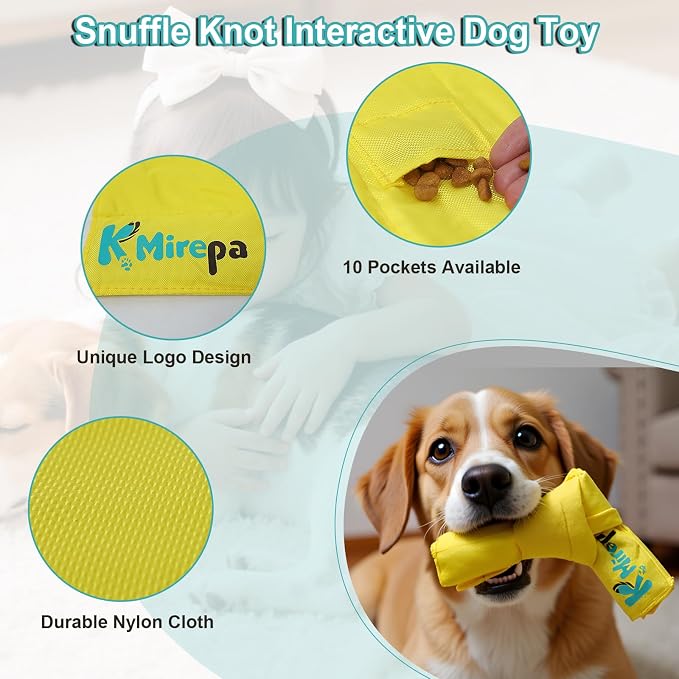 Snuffle Knot for Dogs - Dog Snuffle Toy, Interactive Dog Toys Encourage Natural Foraging Skills, Hiding Food Chew Toys with 10 Pockets