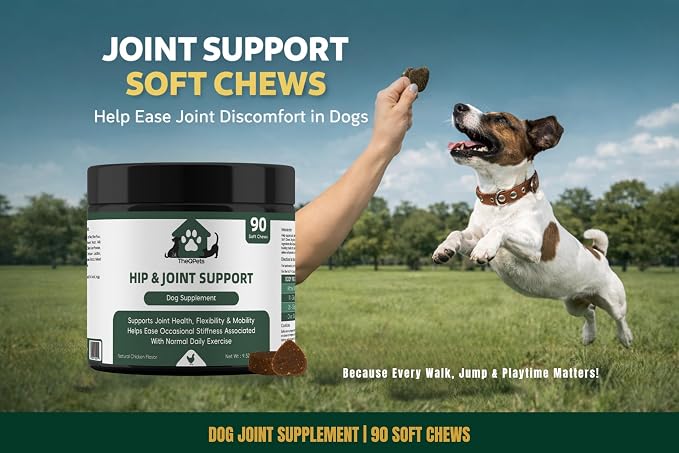Dog Joint Supplement Chews - Glucosamine 600mg MSM 300mg Chondroitin Turmeric Green Lipped Mussel Collagen - Hip and Joint Chews for Senior & Active Dogs All Breeds - 90 Soft Chews Chicken