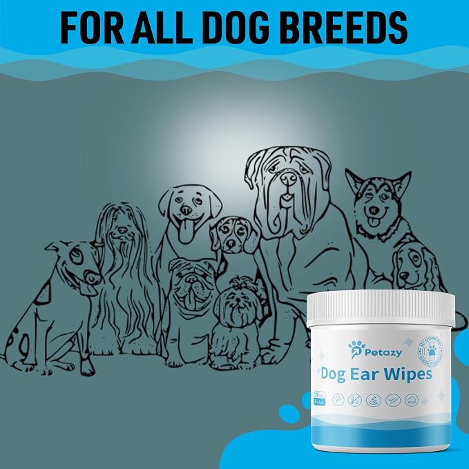 Petazy Dog Ear Wipes for Dog Yeast Wax Itch and Odor | Unscented Dog Ear Cleaner for Dogs | Natural Cleaning Puppy Ear Wipes | Soothing Ear Wipes for Pets Cat | Natural Ingredients | 120 XL Pcs