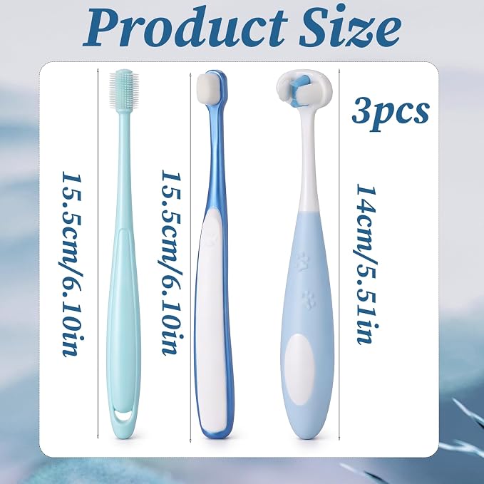 3 PCS Ultra Soft Nano Dog Toothbrush Kit for Small Breed Silicone 360 Pet Tooth Brushes Puppy Tooth Brushing Kit for Puppy Cat Gentle Deep Dental Teeth Cleaning Set