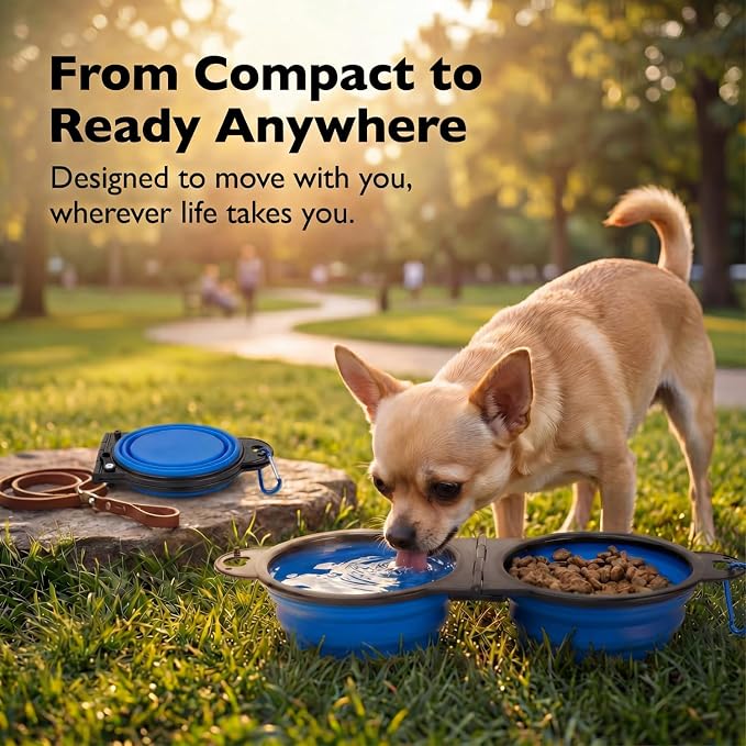 Bee Neat Adjustable Pet Bowl, Blue