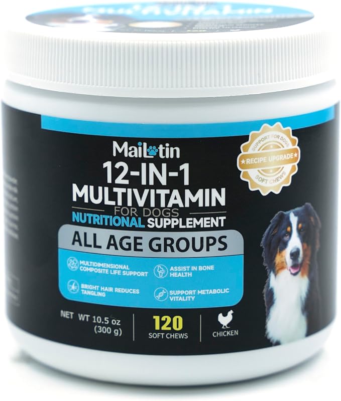 12-in-1 Dog Multivitamin Chews - All Ages, Joint & Immune Support, Daily Nutritional Supplement for Dogs
