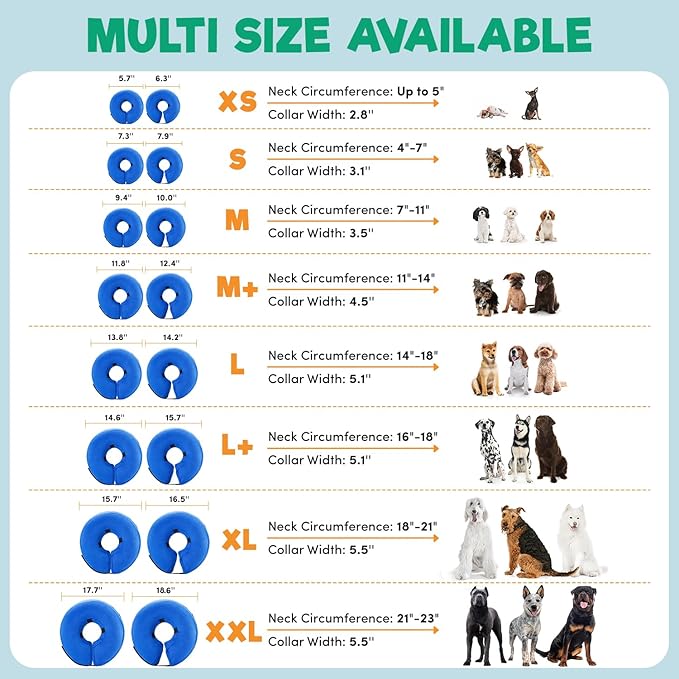 BENCMATE Inflatable Dog Cone Collar Alternative After Surgery XLarge, Shark | Soft Dog Cone for Small Medium Large Dogs and Cats, Doggie Neck Donut Recovery ECollar to Stop Licking Pets from Injury