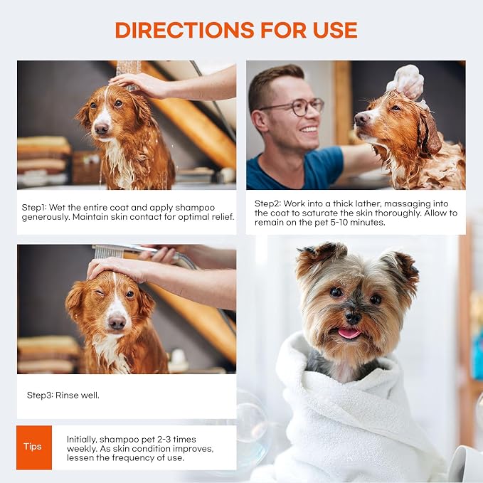 Medicated Dog Shampoo for Allergies and Itching: Antifungal Dog Shampoo, Yeast Infection and Bacterial Treatment for Dogs - Helps Hot Spots, Deodorizing and Anti Itch - Healthy Skin & Coat 16 OZ