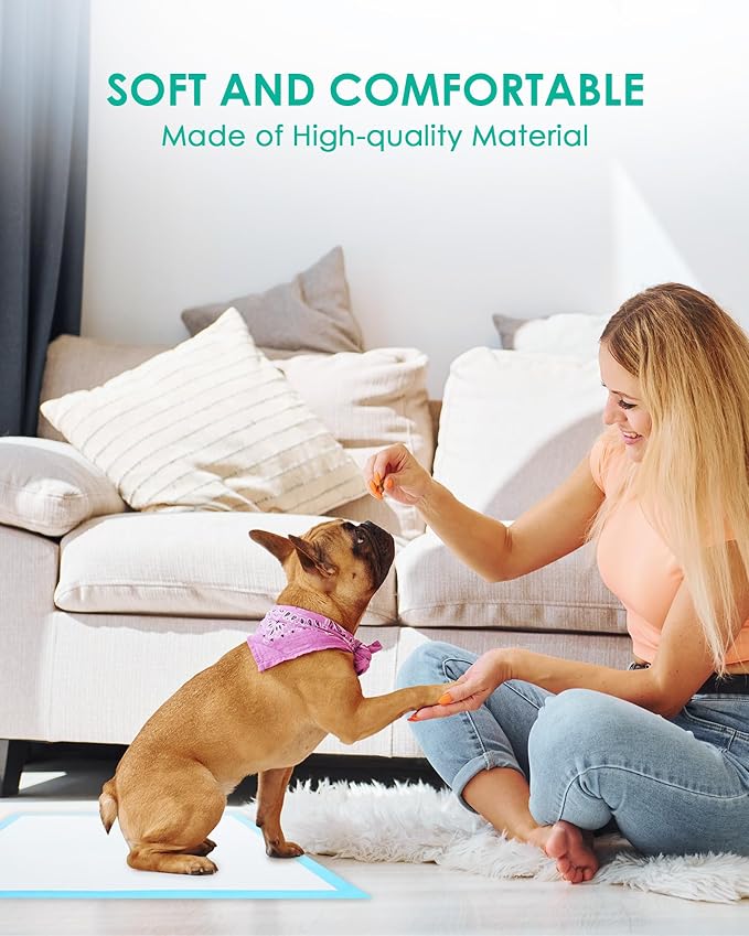 JollyMate Punny Pee Pads 22"x22", 100 Pack Strong Absorption & Leak-Proof Dog Pee Pads, Waterproof and Quick-Dry Pee Pads for Dogs and Cats, Rabbits