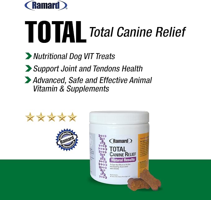 Ramard Total Canine Relief - Tasty Soft Chews for Total Canine Relief: Muscle Formula, Joint Care, and More - Healthy Chewable Tablets for Daily Wellness and Agility Support - 45 Chews