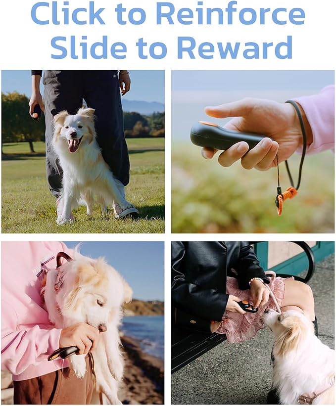 Clink Design Dog Training Clicker with Treat Storage, Blue