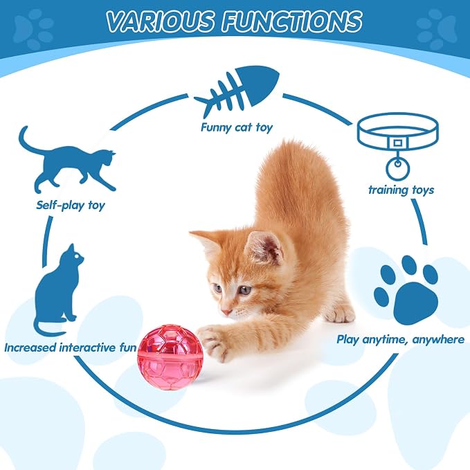 Frienda 4 Pcs Light up Cat Ball LED Motion Ghost Hunting Cat Ball, Bright | Interactive LED Toy for Cats, Glowing Exercise with Motion Activated, Ghost Hunting Pet Indoor Play, Mini Running Ball