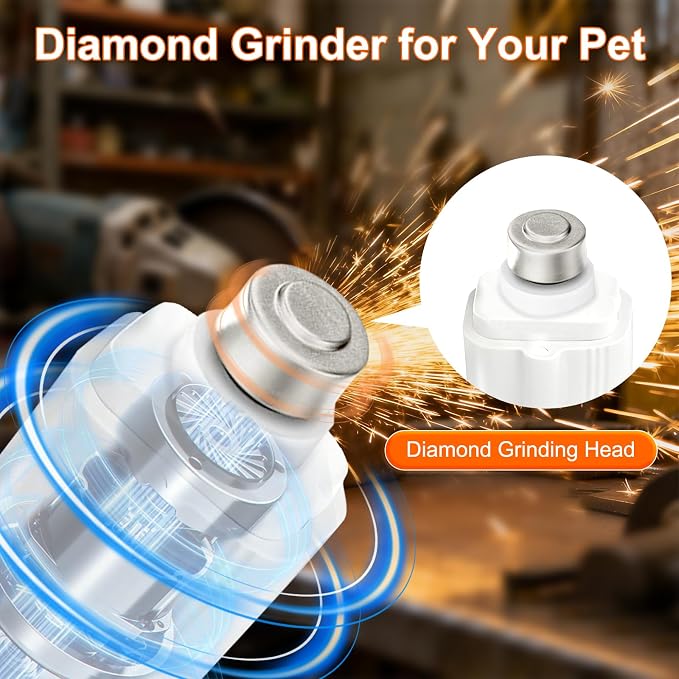 2-in-1 Dog Nail Grinder & Cat Nail Clippers with 2 LED Lights - White