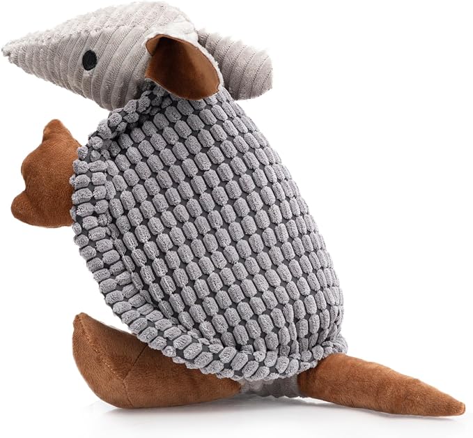 Hollypet Armadillo Squeaky Dog Toys for Medium Large Dogs, 14" | plush stuffed large dog squeak animal toy with unique grunt squeaker textured fabric for teeth cleaning toys