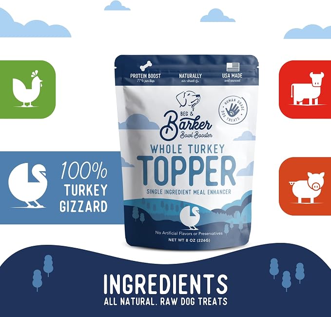 Beg & Barker Turkey Dog Food Topper - Single Ingredient, 8oz