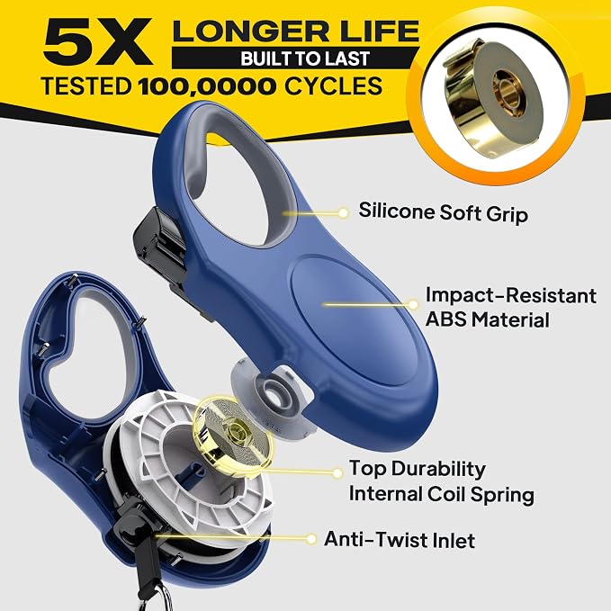 Fida Retractable Dog Leash, 10ft Heavy Duty Pet Walking Leash for X-Small Dog or Cat up to 18 lbs, Tangle Free. One-Hand Brake (X-Small,Navy Blue)