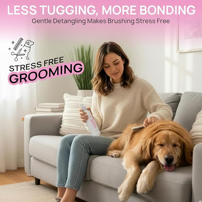 BioSilk for Dogs Silk Therapy Detangling and Shine Spray, 8 Fl Oz, 6-Pack | pH-balanced, paraben-free leave-in mist with silk and vitamins, dematting spray for all coats and breeds