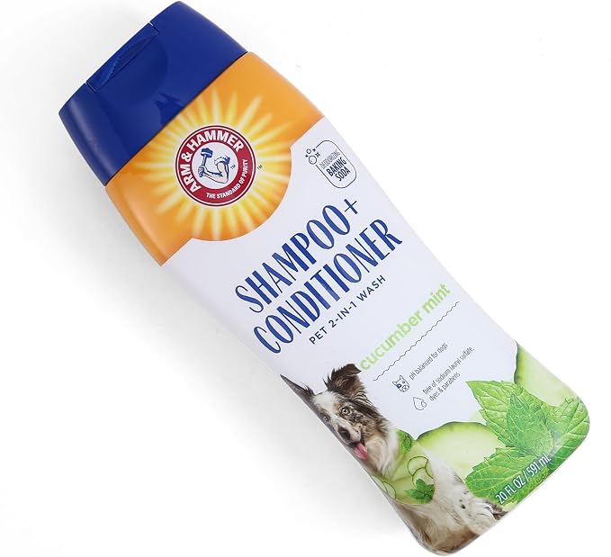 Arm & Hammer 2-in-1 Dog Shampoo and Conditioner, Cucumber Mint, 20 Oz, 6-Pk | Baking soda formula, 2-in-1 shampoo and conditioner, cucumber mint scent, odor eliminating