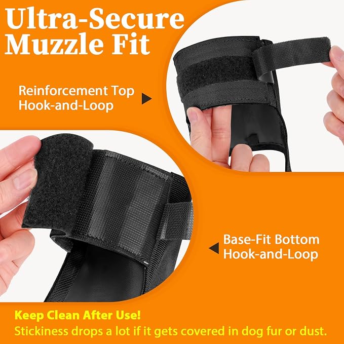 Adjustable Dog Muzzle, Fabric Medium Large Dog Muzzle Anti Biting | Soft & Sturdy, Prevents Fierce Barking Chewing, Grooming Walking Vet Visits Nail Care Use, Allows to Pant & Drink | Black, L