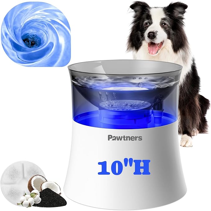 Pawtners Dog Water Fountain with Vortex Filter, 1 Gal, Medium Fountain