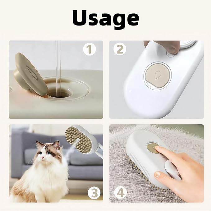 2026 New 3-in-1 Pet Steam Grooming Brush, Professional Cat & Dog Steam Brush for Massaging, Deep Cleaning & Shedding Hair Removal, Rechargeable Anti-Static Comb with HEPA Filter (white+Khaki)