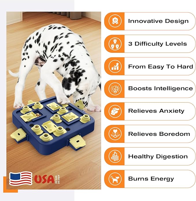 KADTC Dog Chess Puzzle Toy, Large Size, 3 Levels of Step-by-Step Challenge Beginner to Advanced Slow Feeder & Mental Stimulation for Smart Dogs Enrichment Toys