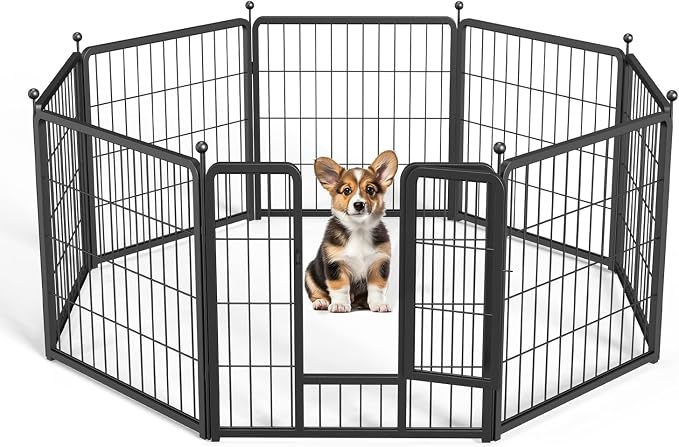 YSSOA Dog Playpen, 24in 8 Panels, Black