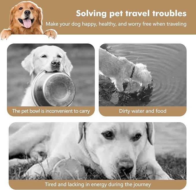 Collapsible Dog Bowls, Travel Double Bowl, Large/100oz