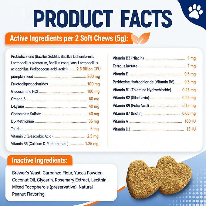 All-in-1 Dog Multivitamin Chewable Supplements & Vitamins with Glucosamine, Probiotics, Omega-3 for Itchy Skin, Hip Joint, Gut, Immune Support,Puppy & Senior – 90 Chews