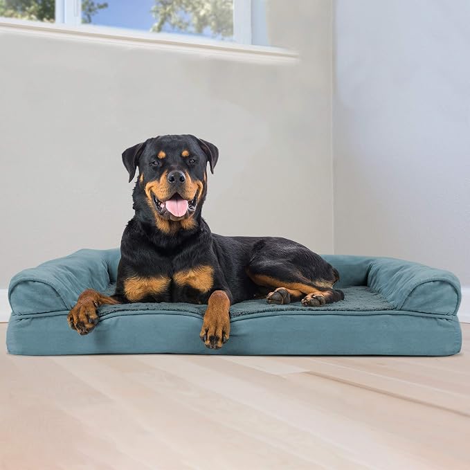 Furhaven Orthopedic Plush &amp; Suede Sofa Dog Bed - Jumbo/XL (up to 95 lbs), Deep Pool
