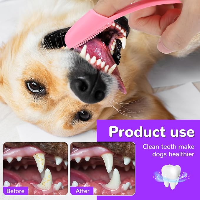 Qianyu Dog Toothbrush Soft Silicone Finger Toothbrush Dog Tooth Brushing Kit Cat Tooth Brush Teeth Cleaning Dental Care for Small and Large Pet 4 Pack