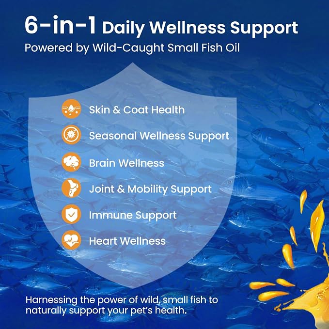 Omega 3 Fish Oil for Dogs & Cats, 300mg EPA+DHA, 16.9 oz