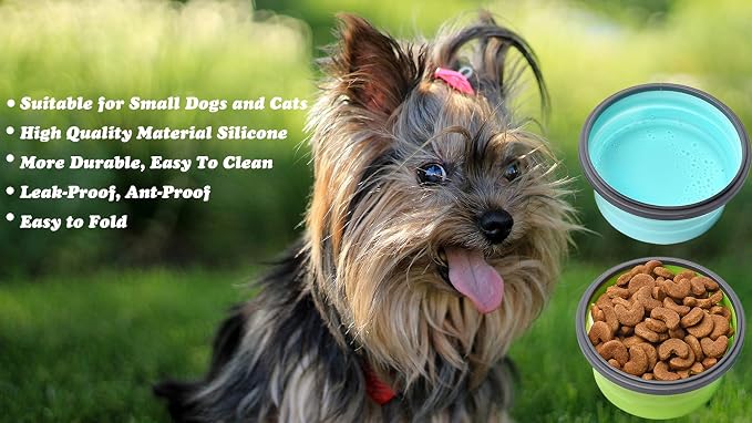 Collapsible Dog Bowls with Lids, 2 Pack, Small, 12oz/350ml