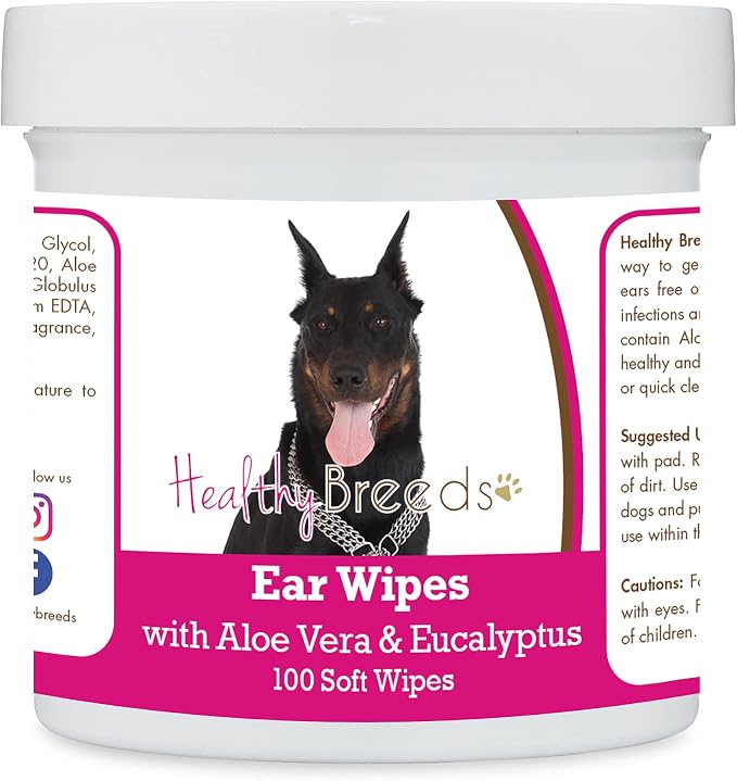 Healthy Breeds Beauceron Ear Cleaning Wipes with Aloe & Eucalyptus, 100 Count